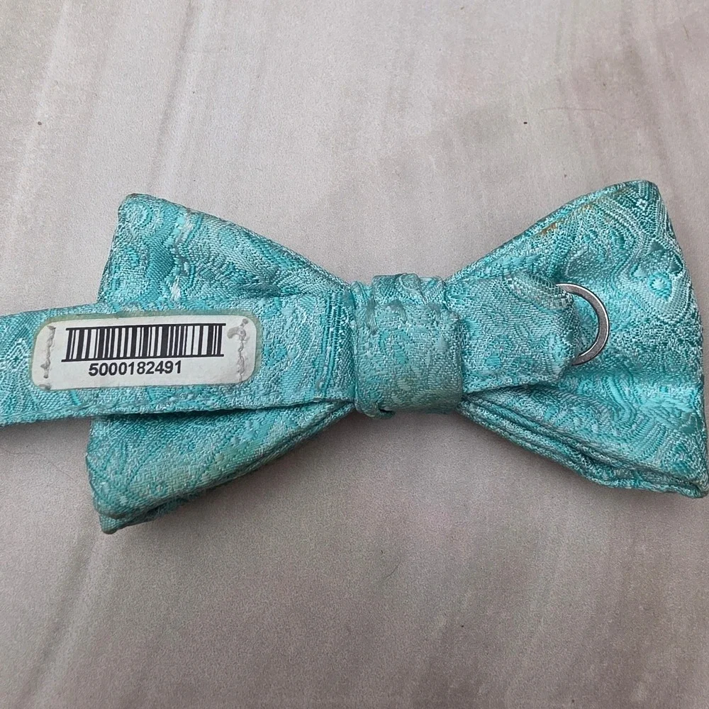 Mens‎ Aqua Blue Paisley Bow Tie Adjustable Pre-Tied Formal Wedding Turquoise D1